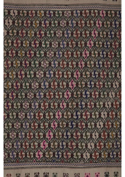 Etnik Bulvar El Dokuma Karapınar Yöresi Geometrik Desenli kilim 115 x 153 cm