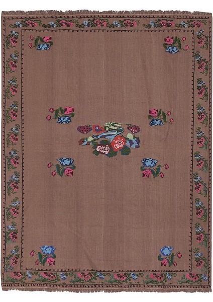 El Dokuma Karapınar Yöresi Çiçek Desenli kilim 123 x 155 cm