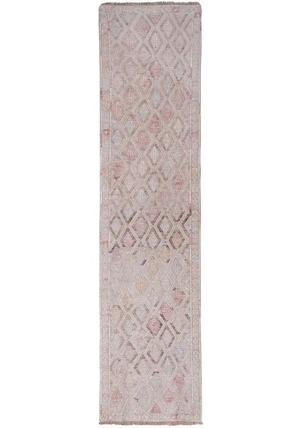 El Dokuma Geometrik Desenli Uzun Yolluk Kilim 65 x 248 cm