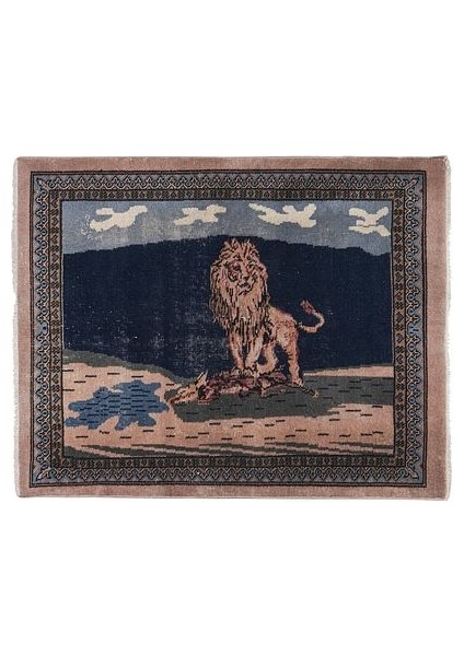El Dokuma Hayvan Desenli Halı 98 x 122 cm