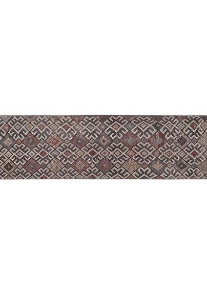 El Dokuma Geometrik Desenli Uzun Yolluk Kilim 64 X 275 Cm