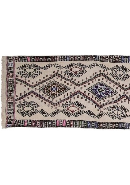 El Dokuma Geometrik Desenli Uzun Yolluk Kilim 55 X 480 Cm