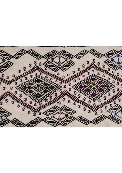 El Dokuma Geometrik Desenli Uzun Yolluk Kilim 55 X 480 Cm