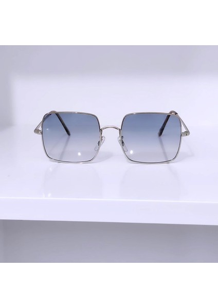 Ayel Glasses Kare  Unisex Güneş Gözlüğü Metal Çerçeve Mavi  Degrade  Cam