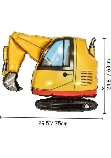 Parti Aşkı Kepçe Folyo Balon 75*63 cm Büyük Boy & Iş Makineleri Inşaat Temalı Erkek Çocuk Doğum Günü Balonu