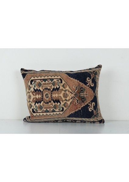 Kahverengi Renkli Geometrik El Dokuma Kilim Kırlent Kılıf 40 x 55 cm