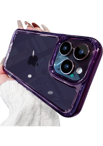 İphone 11 Uyumlu Kristal Space Gümüş Buton Kamera Çıkıntılı Kılıf darbe emici Koruycu kapak
