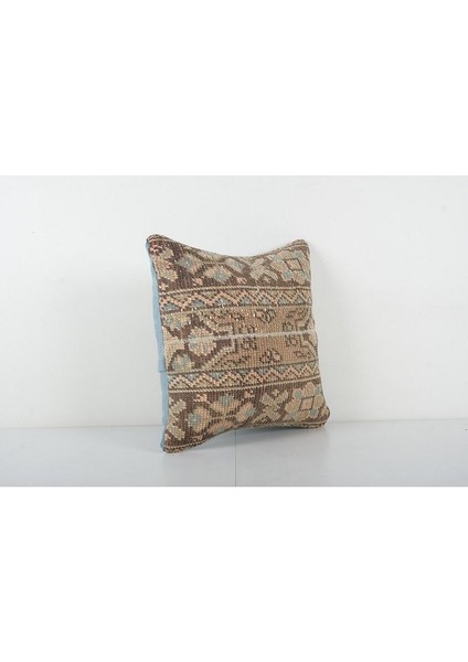 Kahverengi Renkli Geometrik El Dokuma Kilim Kırlent Kılıf (Içliksizdir) 45 x 45 cm