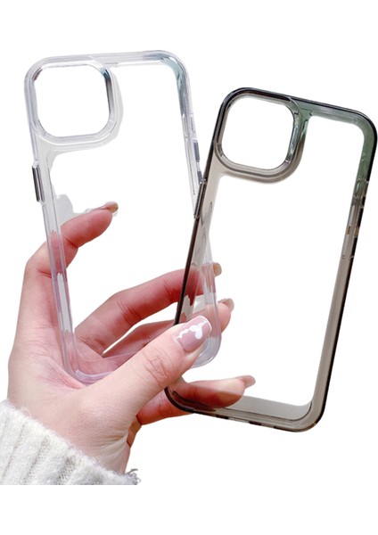 İphone 11 Uyumlu Kristal Space Gümüş Buton Kamera Çıkıntılı Kılıf darbe emici Koruycu kapak