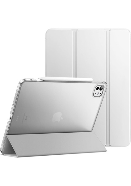 iPad Pro 13INÇ M4 2024 Uyumlu Kılıf Pu Deri Smart Kalem Bölmeli Standlı Case A2925 A2926 A3012