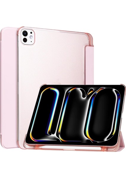 iPad Pro 11INÇ M4 2024 Uyumlu Kılıf Smart Cover Kalem Bölmeli Standlı Kapak Case A2836 A2837 A3008