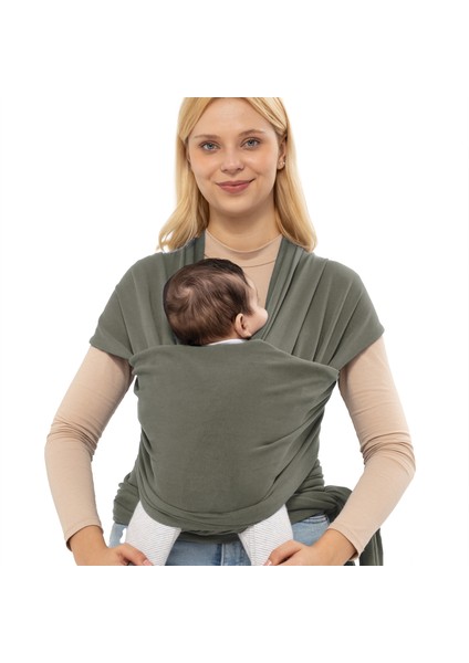 Natural Gri Wrap Sling - Pamuklu Esnek Bebek Taşıma Şalı - Yenidoğan Bebeklerin Ihtiyacı Olan Ten Teması ve M Pozisyonu