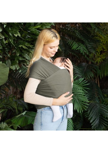 Natural Gri Wrap Sling - Pamuklu Esnek Bebek Taşıma Şalı - Yenidoğan Bebeklerin Ihtiyacı Olan Ten Teması ve M Pozisyonu fırsatları
