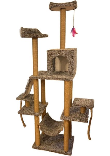 Hamaklı Yuvalı Urtra Lüks Kedi Tırmalama Evi ve Oyun Platformu