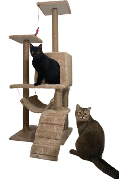 Hamaklı Yuvalı Urtra Lüks Kedi Tırmalama Evi ve Oyun Platformu