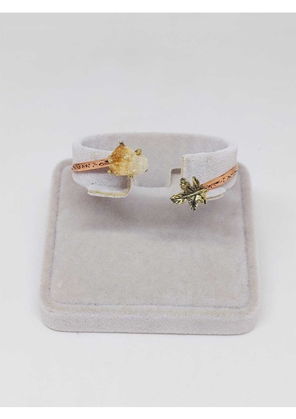 Sitrin Taşı Yaprak Motifli Bakır Bileklik (52486)