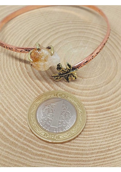 Sitrin Taşı Yaprak Motifli Bakır Bileklik (52486) fiyatları