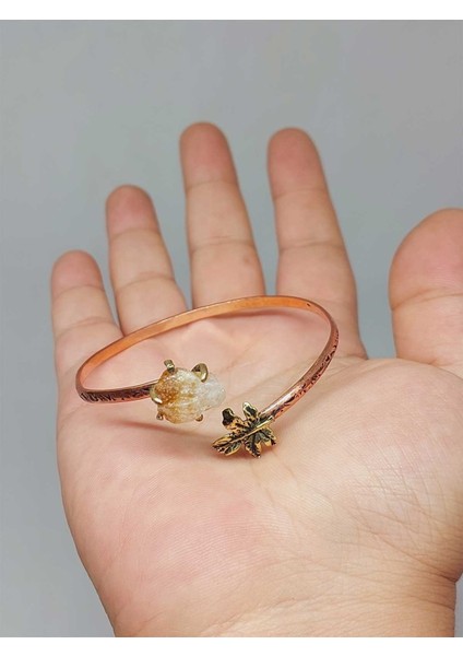 Sitrin Taşı Yaprak Motifli Bakır Bileklik (52486) modelleri