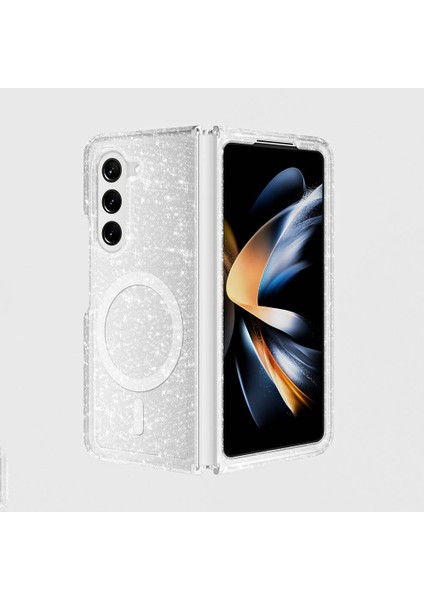 Lyon Tech Galaxy Z Fold 6 Kılıf Magsafe Şarj Özellikli Parlayan Simli Saydam Renkli Zore Allstar Kapak