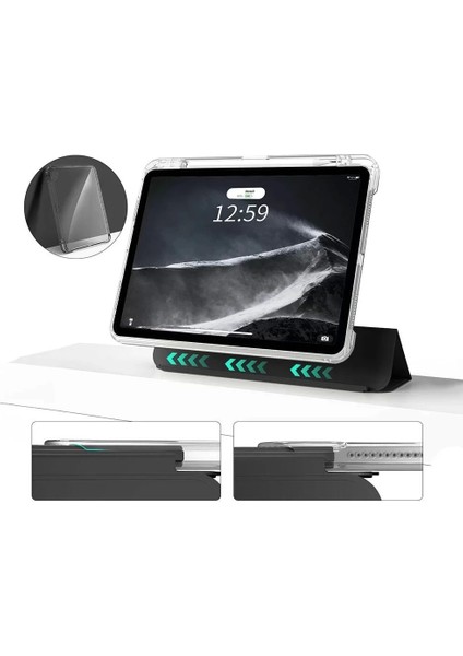 ​apple iPad Air 11 2024 Kılıf Magnetik Ayrılabilen Hava Yastıklı Sliding Kapaklı Tablet Kılıfı