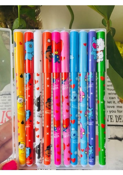 Kawaii Karikatürleri Jel Renkli Tükenmez Kalem Seti 10'lu