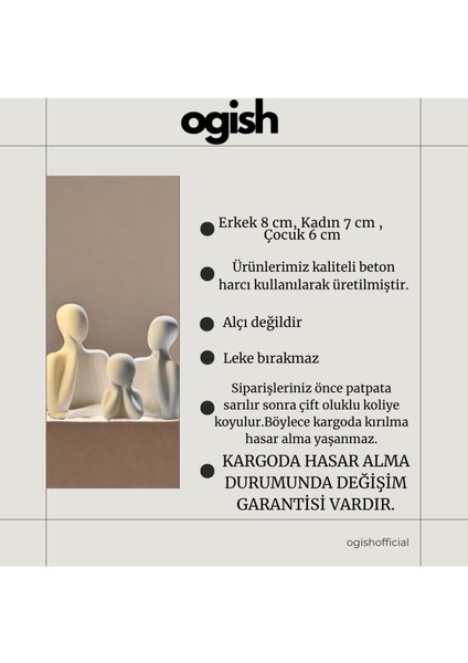 Dörtlü Aile Dekoratif Obje Biblo (8 Cm-7 Cm-6 Cm)