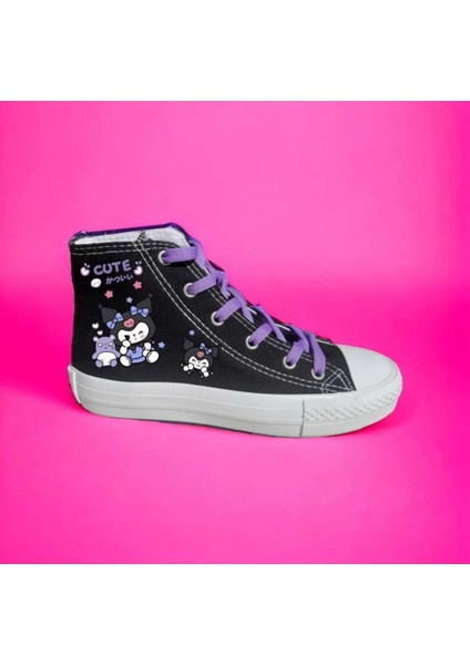 Yeni Yeni Kurominicik Baskılı Siyah Keten Spor Ayakkabı Sneaker