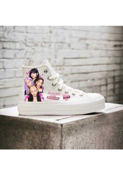 Old Kızlar Blacpink Baskılı Keten Çocuk Spor Ayakkabı Sneaker