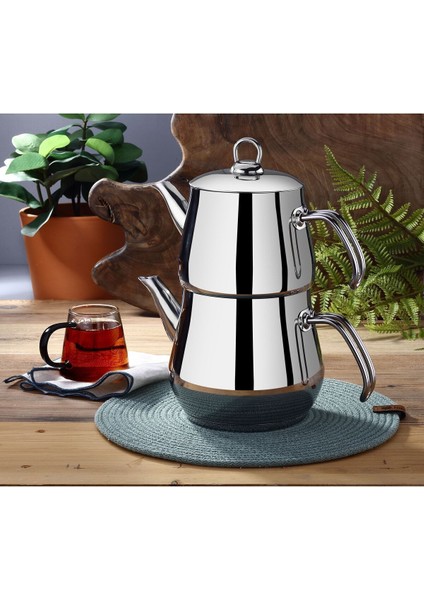 Büyük Boy Paslanmaz Çelik Çaydanlık, Metal Kulp, 2 L Hacim