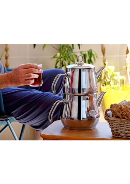 Büyük Boy Paslanmaz Çelik Çaydanlık, Metal Kulp, 2 L Hacim fiyatları