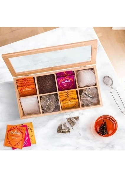 Bambu Çay Kutusu 8 Bölmeli