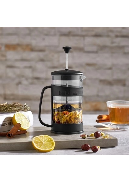 French Press Kahve ve Bitki Çayı French Press Çay ve Kahve Demleme 400ML Siyah French Press