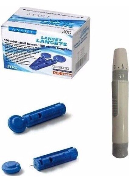 Parmak Delme Kalemi Lanset Kalemi + 100 Adet Lanset
