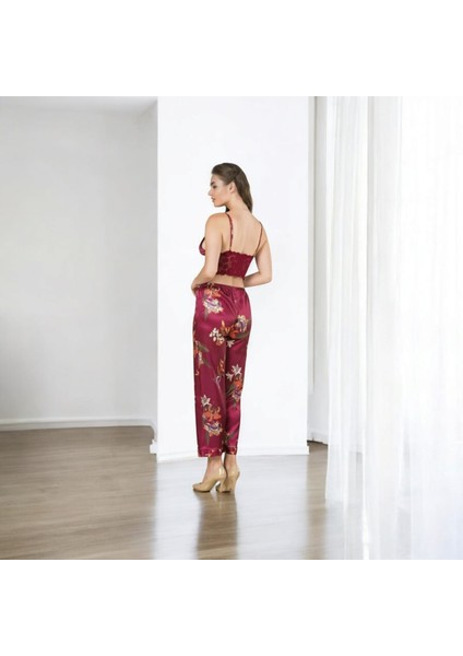 Moongırl Üçlü Crop Empirme Baskılı Pijama Takım.