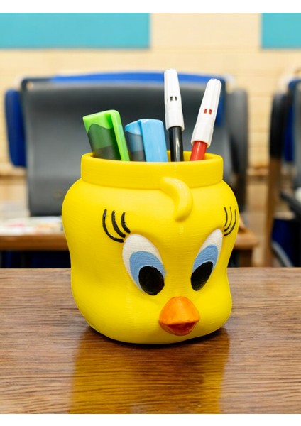 Tweety Figürlü Kalemlik & Fırçalık & Masaüstü Düzenleyici Dekoratif Organizer
