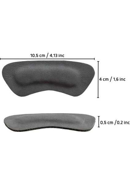 Ayakkabı Topuk Vurma Önleyici Deri Ped Doğal Dolgulu Kendinden Yapışkanlı Koyu Gri 1 Çift