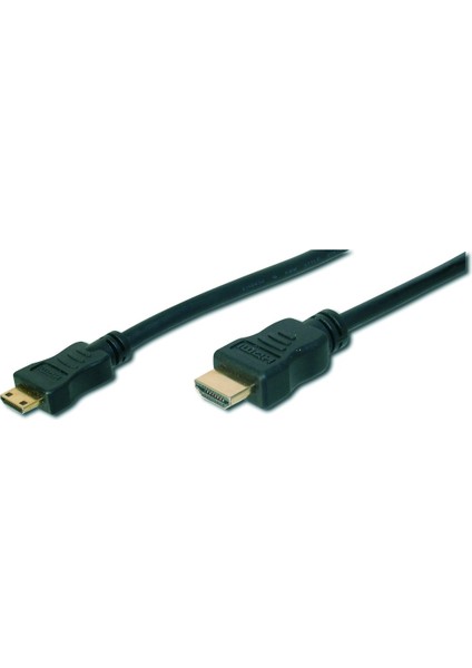 HDMI Highspeed Bağlantı Kablosu (HDMI 1.3), 1080p, HDMI Tip C (mini) Erkek - HDMI Tip A Erkek, 2 metre, CU, AWG30, 2 x zırhlı, UL, altın kaplama, siyah renk