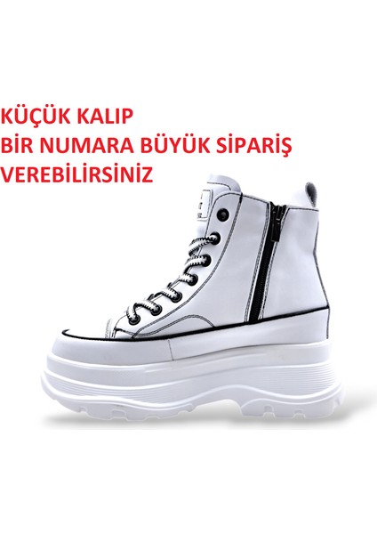 G24K345 Deri Yüksek Taban Kadın Bilekli Beyaz Sneaker Ayakkabı fiyatları