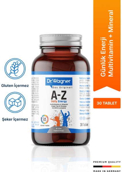 A-Z Daily Energy Günlük Multivitamin Mineral 30 Tablet