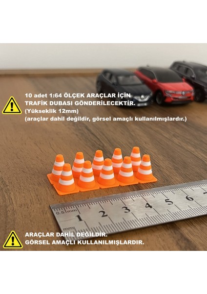 1:64 Ölçek Diaroma Trafik Aksesuarı Duba (10 Adet) - (Araçlar Dahil Değildir)