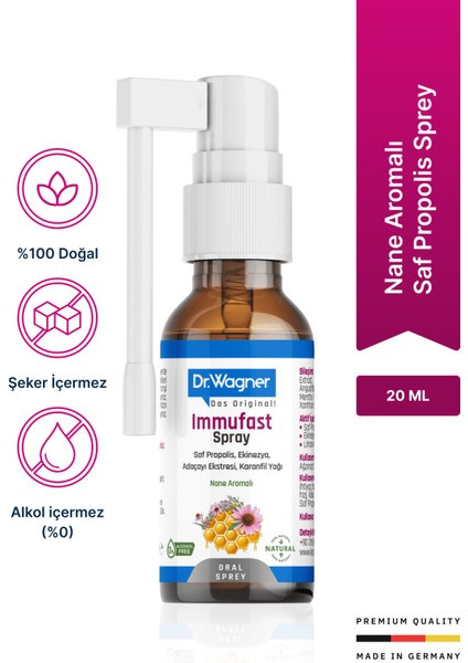 Immufast Spray Propolis Ekinezya ve Adaçayı Nazal Sprey 20 ml