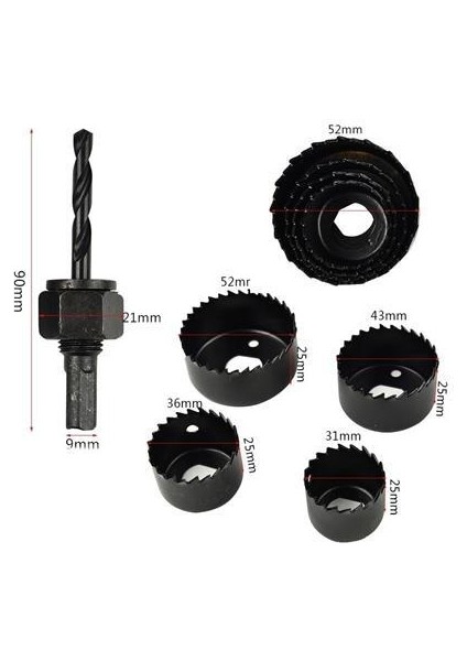 Buffer® 6 Parça Demir Ahşap Alçıpan Delme Buat Açma Seti