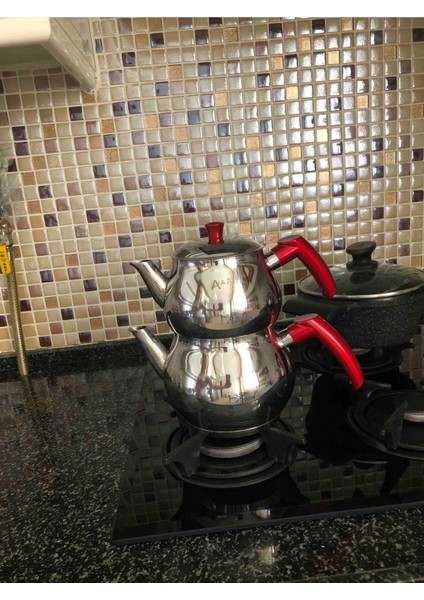 Aile Boy Çaydanlık Seti, 3,2 L, Çelik, Gümüş, Süzgeçli, Dayanıklı ve şık tasarım