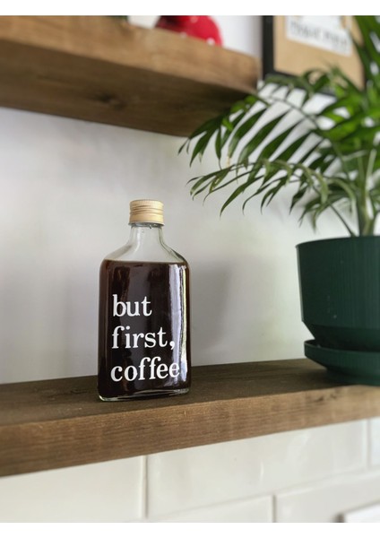 Paslanmaz Çam Dekoratif Kahve Şişesi, 250-499 ml, Beyaz