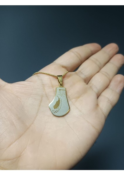 Boks Eldiveni Dövüşçü Sporcu Gold Renk 316L Paslanmaz Çelik Figür Kolye