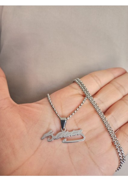 Mustafa Kemal Atatürk Imzası Gümüş Renk 316L Paslanmaz Çelik Figür Kolye