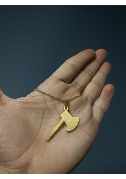 Oduncu Balta Savaşçı Gold Renk 316L Paslanmaz Çelik Figür Kolye