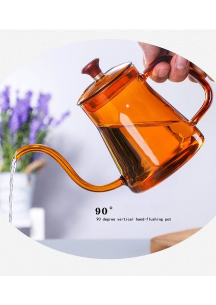 Ateşe Dayanıklı Cam Kettle 600 ml, Turuncu Mat, Ibrik Tasarımı