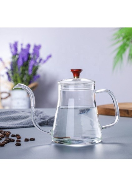 Ateşe Dayanıklı Cam Kettle 600 ml, Turuncu Mat, Ibrik Tasarımı