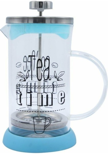 Mavi Krom French Press Bitki Çayı Demliği 350 ml, şık ve kullanışlı tasarım